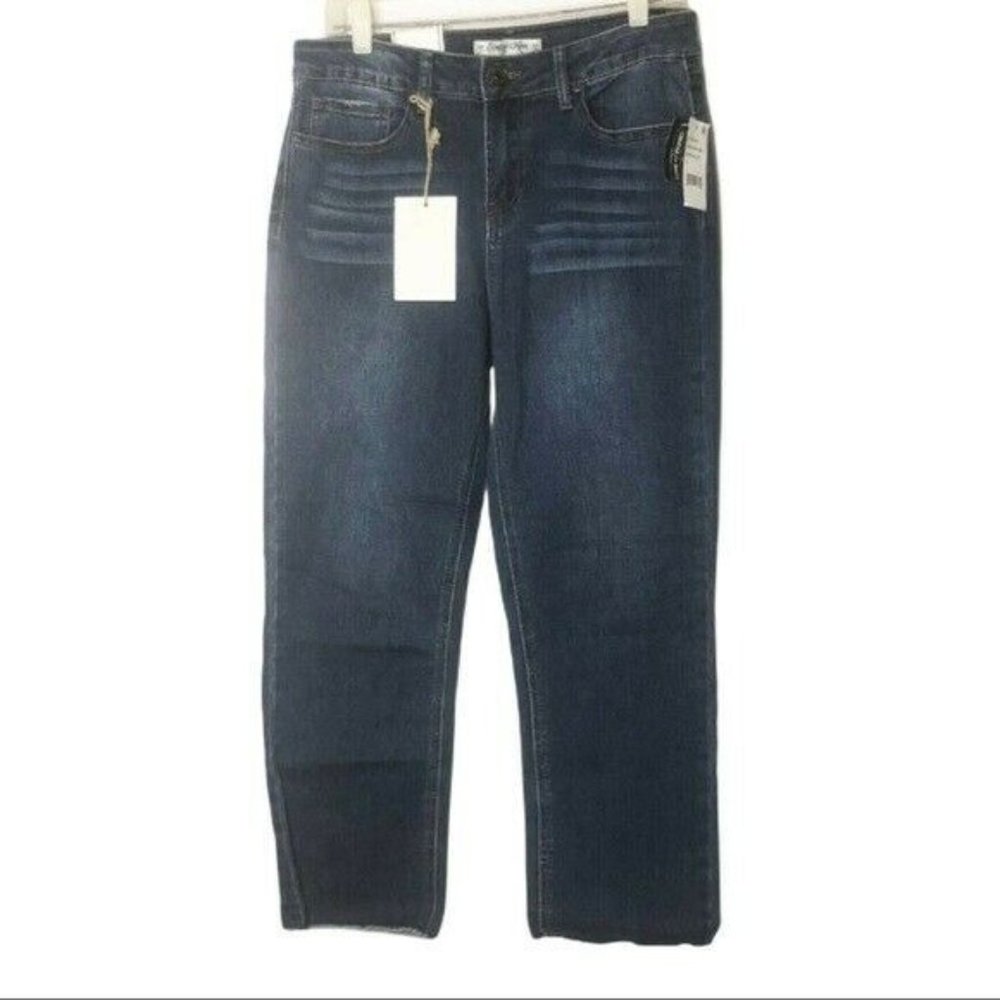 Indigo Rein Ripped Straight Leg High Rise Ankle Jeans Size 11 NWT